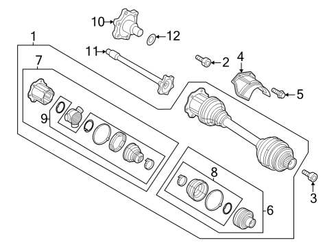 2020 Audi RS Q8 Drive Axles - Front Diagram 1