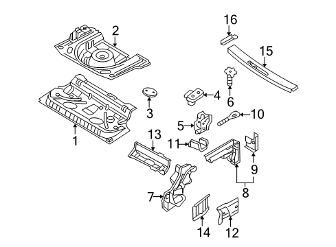 2003 Audi TT Rear Body - Floor & Rails Diagram 1