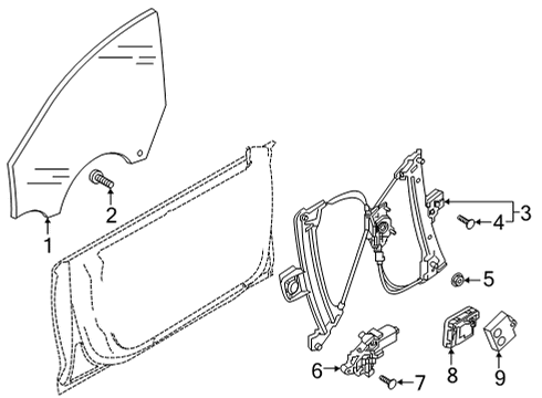 2022 Audi RS5 Sportback Front Door Glass & Hardware