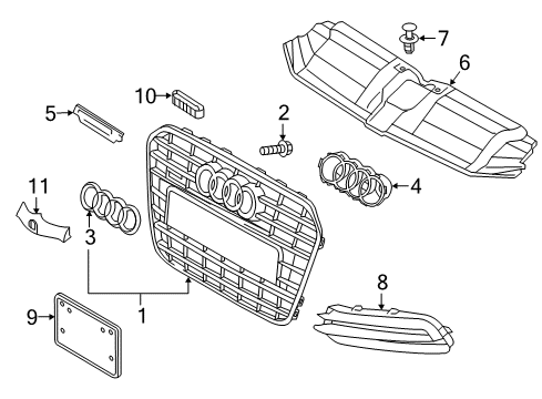 2016 Audi A6 Grille & Components Diagram 1