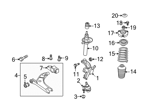 2008 Audi TT Quattro Front Suspension, Control Arm, Stabilizer Bar Diagram 1