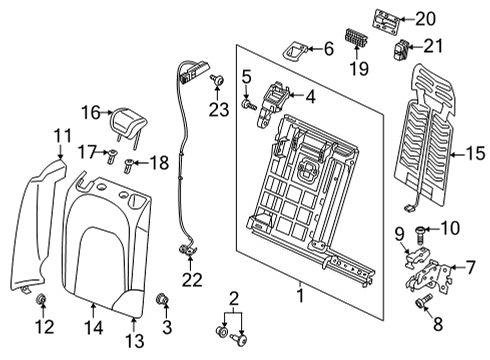 2021 Audi RS6 Avant Rear Seat Components Diagram 3