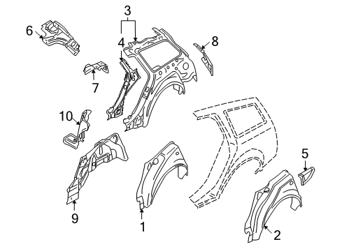 2004 Audi S4 Inner Structure - Quarter Panel Diagram 3