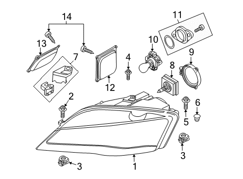 2009 Audi R8 Composite Headlamp Diagram for 420-941-029-B