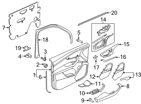 2018 Audi Q7 Interior Trim - Front Door Diagram 1