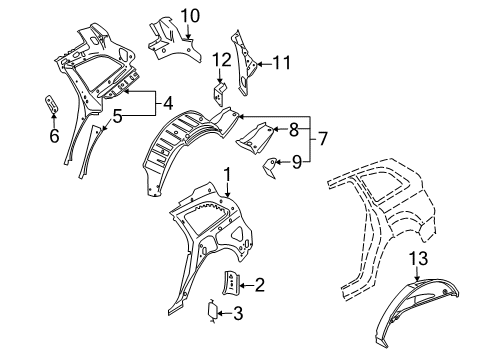 2009 Audi Q7 Inner Structure - Quarter Panel