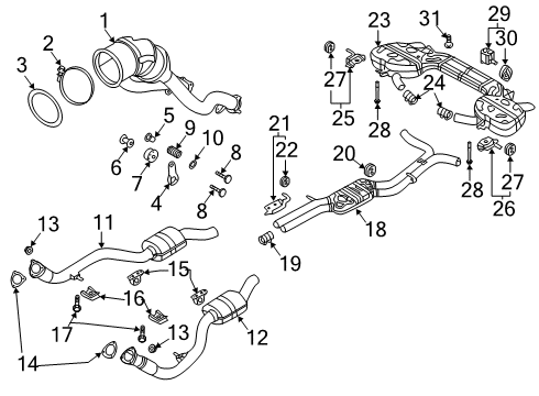 2021 Audi A6 Quattro Muffler & Pipe Clamp Diagram for 8W0-253-141-A