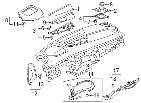 2022 Audi SQ8 Cluster & Switches, Instrument Panel Diagram 3