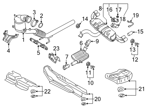 2019 Audi A3 Quattro Converter & Pipe Clamp Diagram for 5Q0-253-725-G