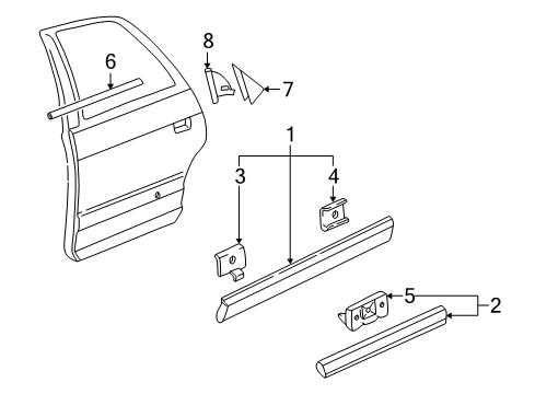 2003 Audi A8 Quattro Exterior Trim - Rear Door Diagram 2