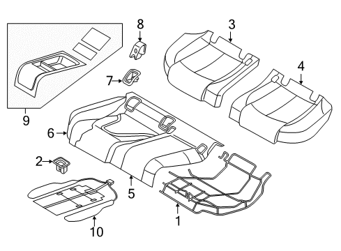 2016 Audi RS7 Rear Seat Components Diagram 2