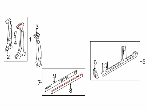 2011 Audi A4 Quattro Center Pillar & Rocker Diagram 2