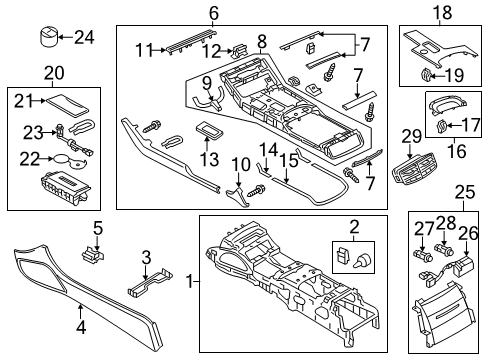 2018 Audi A8 Quattro Front Console, Rear Console Diagram 2