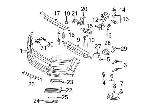 2009 Audi Q7 Front Bumper Diagram 1