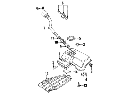 1992 Audi 100 Quattro Fuel System Components, Fuel Delivery Diagram 1