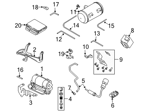 2006 Audi A8 Quattro Air Compressor Diagram for 4E0-616-007-E