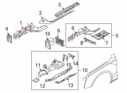 2010 Audi Q5 Structural Components & Rails