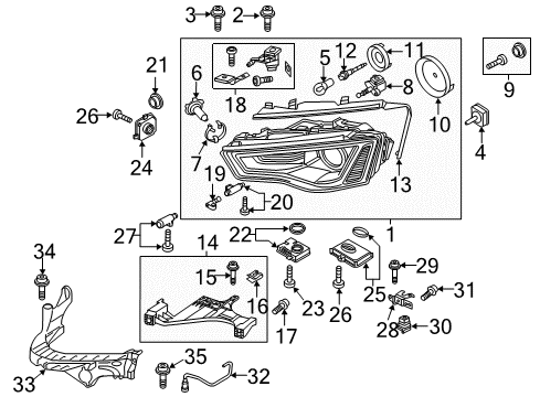 2015 Audi A4 Quattro Headlamps, Headlamp Washers/Wipers, Lighting Diagram 1