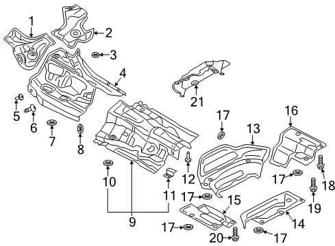 2022 Audi A6 Quattro Heat Shields Diagram 1