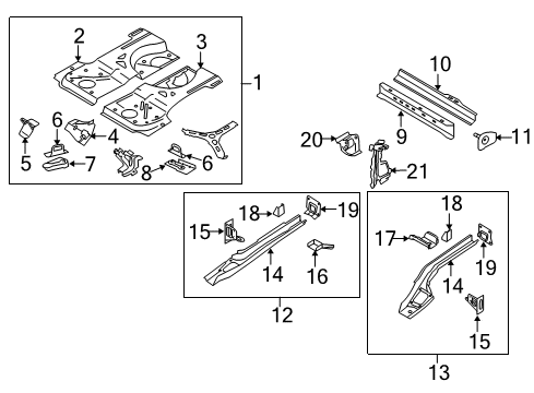 2007 Audi A3 Rear Body - Floor & Rails Diagram 2