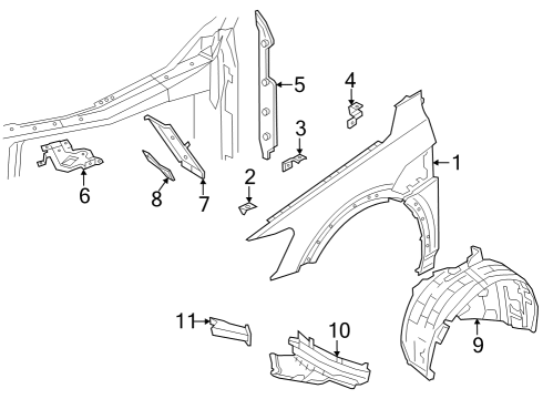 2024 Audi Q8 e-tron Fender & Components Diagram 3