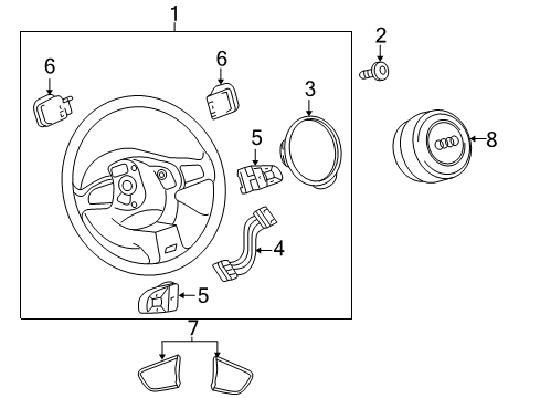 2013 Audi Q7 Steering Column & Wheel, Shroud, Switches & Levers Diagram 4