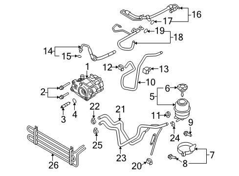 2010 Audi S5 Power Steering Pump Diagram for 8K0-145-156-M