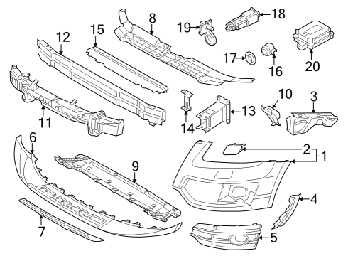 2015 Audi Q5 Front Bumper Diagram 1