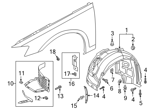 2019 Audi A8 Quattro Fender & Components Diagram 2