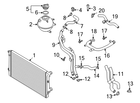 2009 Audi TT Overflow Hose Diagram for 1K0-122-447-GC