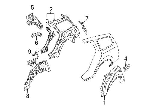 2006 Audi S4 Inner Structure - Quarter Panel Diagram 3