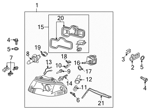 2001 Audi A6 Quattro Composite Headlamp Diagram for 4B3-941-004-P