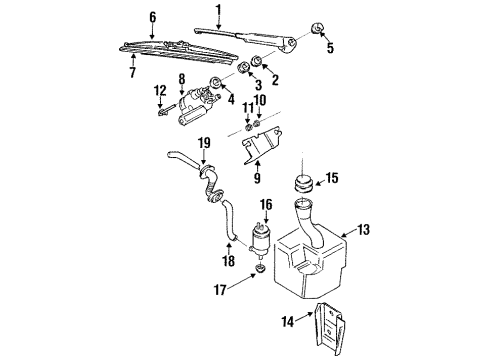 1995 Audi A6 Lift Gate - Wiper & Washer Components