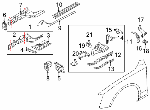 2014 Audi A4 Structural Components & Rails