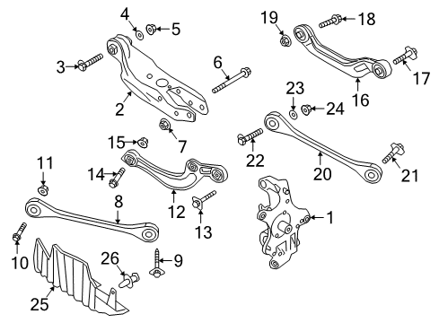 2018 Audi A4 Quattro Rear Suspension, Control Arm Diagram 4