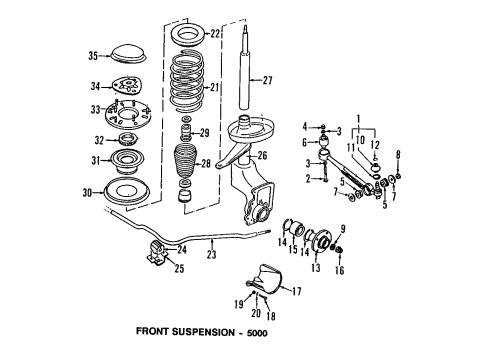 1987 Audi 5000 Quattro Front Wheel Bearing Diagram for 443-498-625-C