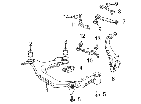 2001 Audi A6 Quattro Front Suspension Components, Lower Control Arm, Stabilizer Bar