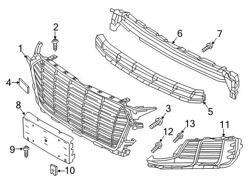 2016 Audi TT Quattro Grille & Components Diagram 1