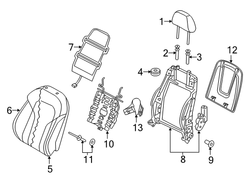 2016 Audi Q3 Quattro Front Seat Components Diagram 3