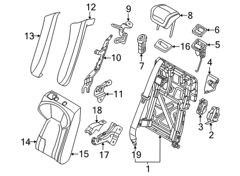 2024 Audi e-tron GT Rear Seat Components Diagram 1