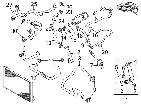 2006 Audi A8 Quattro Coolant Hose Diagram for 4E0-121-082-E