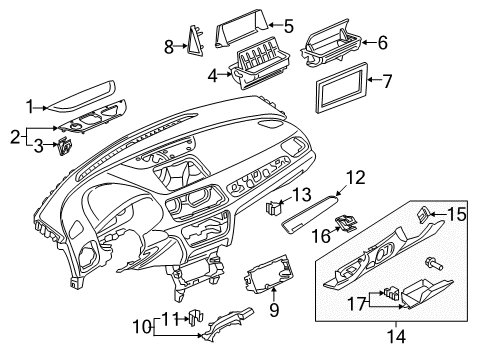 2017 Audi Q3 Quattro Cluster & Switches, Instrument Panel Diagram 3