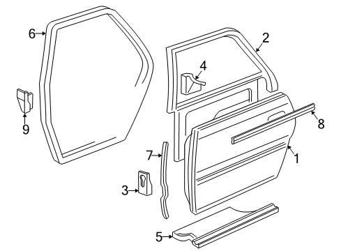 2002 Audi A8 Quattro Rear Door, Body Diagram 2