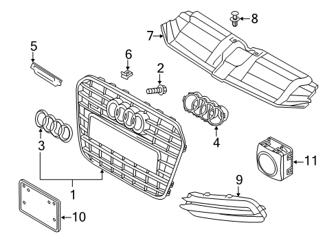 2012 Audi A6 Grille & Components Diagram 2