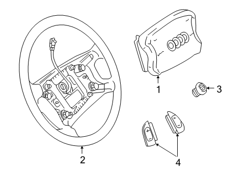 2004 Audi A6 Quattro Steering Wheel Diagram for 8Z0-419-091-BK-1VB