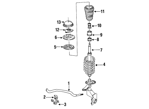 1988 Audi 5000 Quattro Front Suspension, Control Arm, Stabilizer Bar Diagram 3