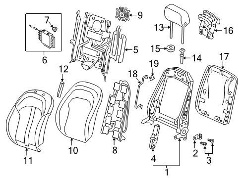 2022 Audi e-tron S Front Seat Components Diagram 1