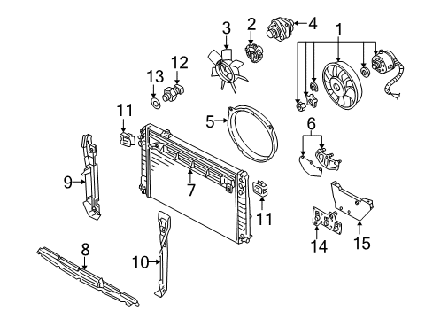 1998 Audi A8 Cooling System, Radiator, Water Pump, Cooling Fan Diagram 1