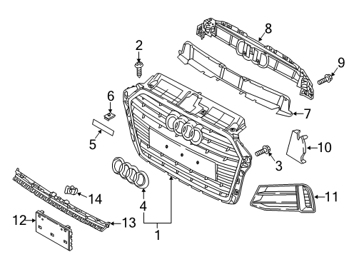 2019 Audi A3 Grille & Components Diagram 2