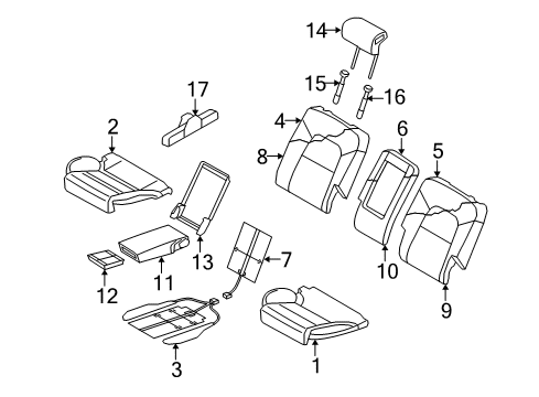 2011 Audi Q5 Rear Seat Components Diagram 2